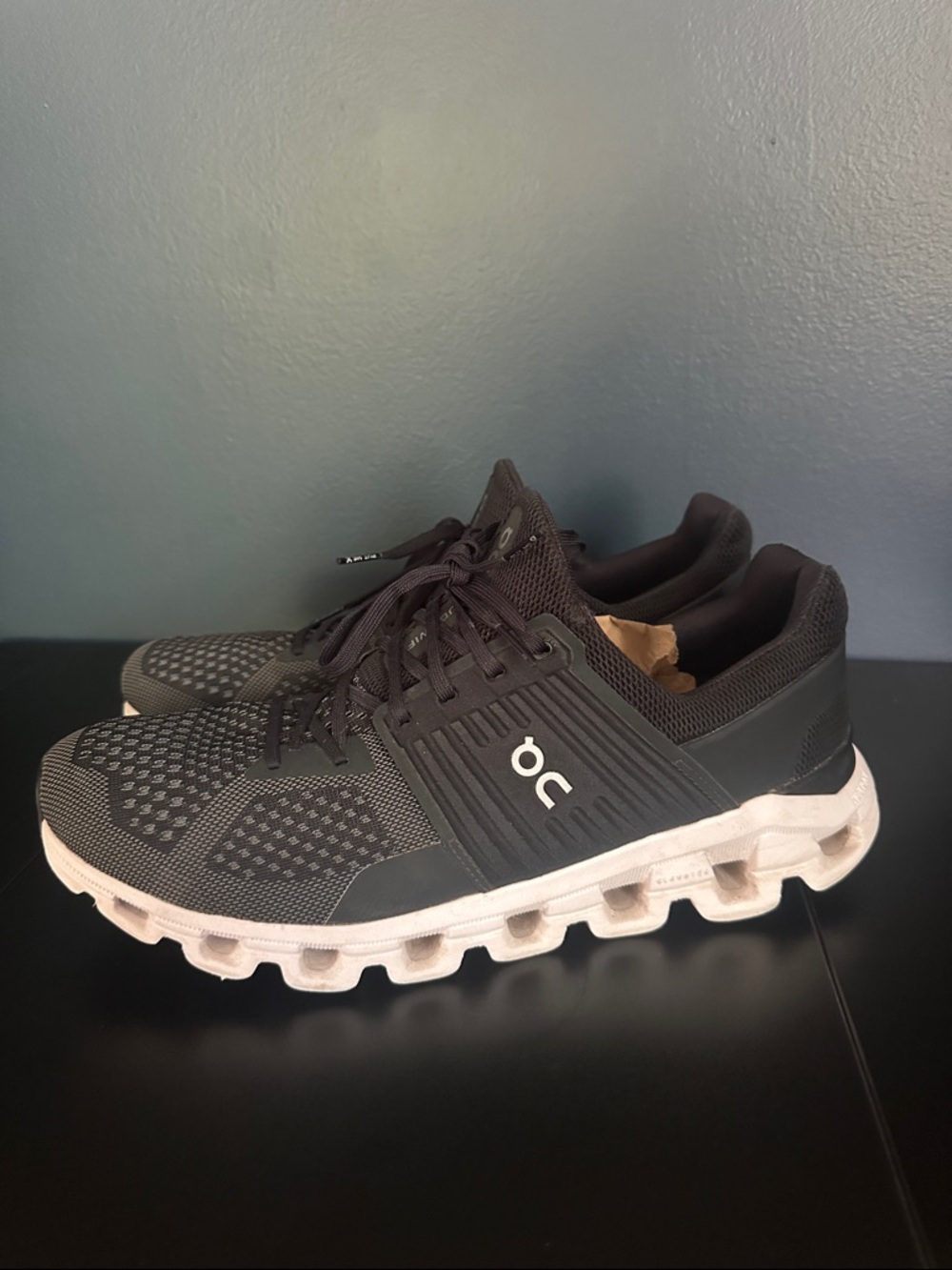 On Running Men's Black and White Cloud Running Sneakers